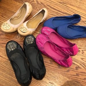 Tory Burch size 8 ballet flats, 4 pairs